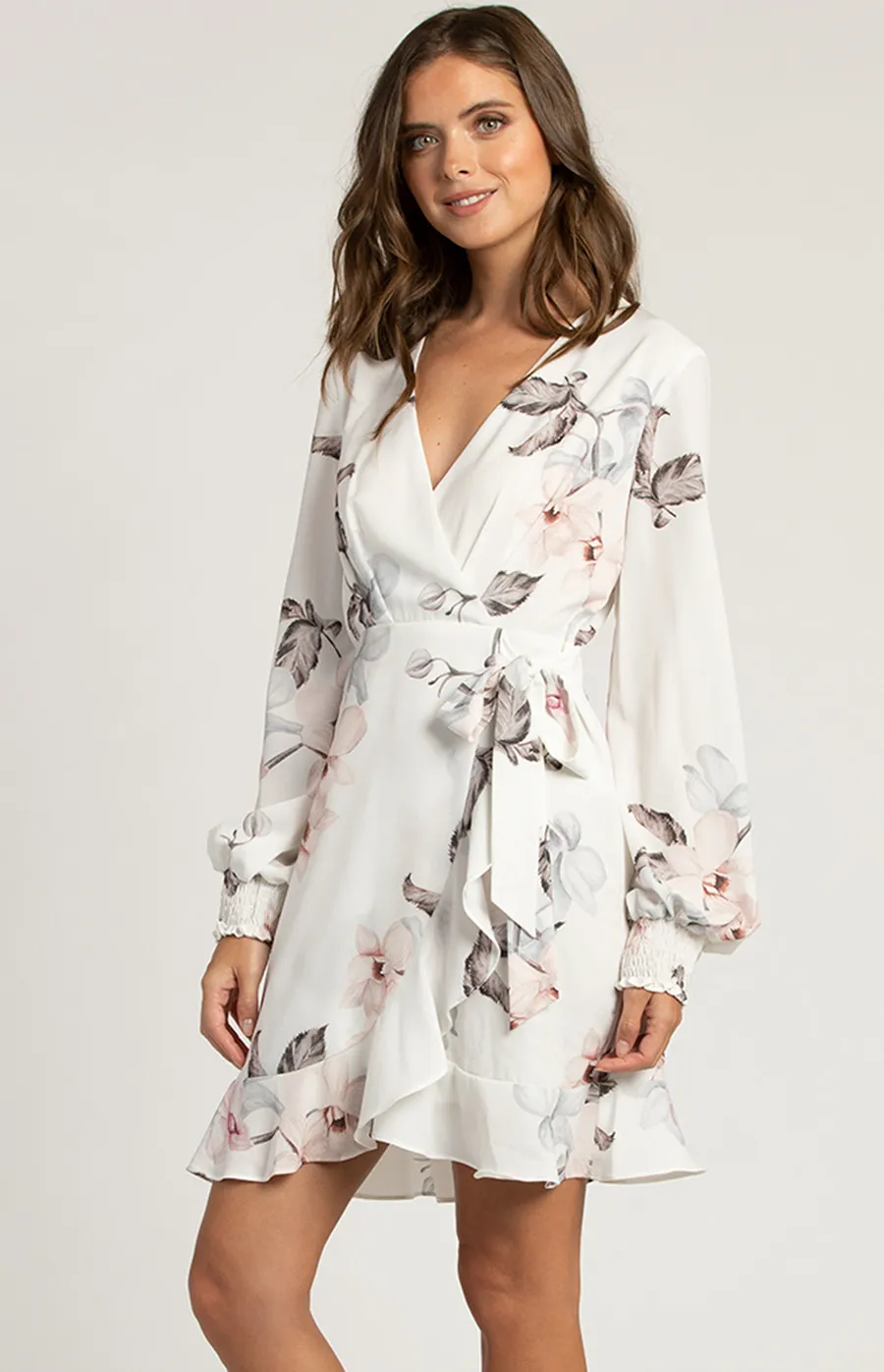 Long Sleeve Floral Dress with Ruffle Detail (SDR530A)