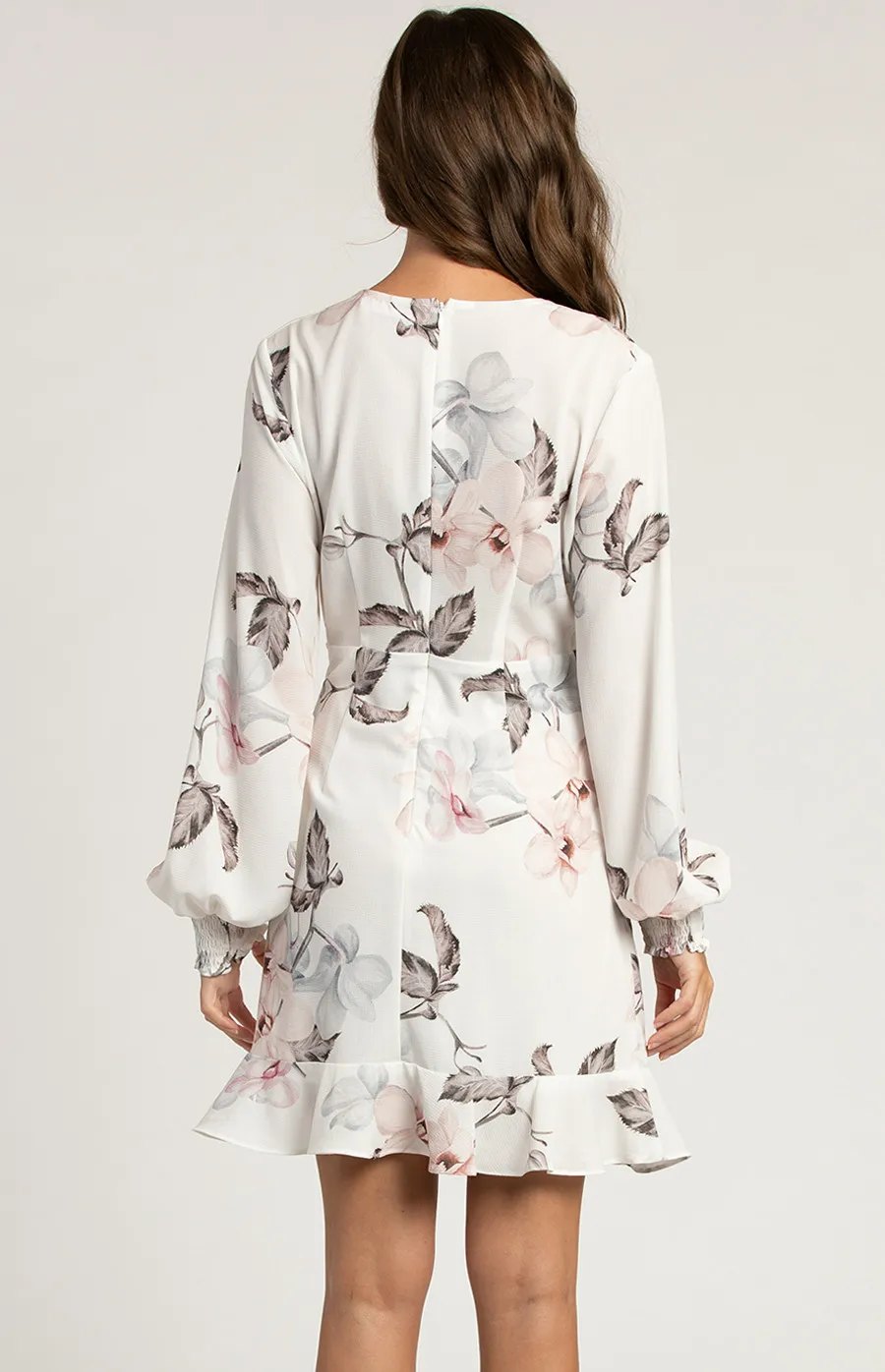 Long Sleeve Floral Dress with Ruffle Detail (SDR530A)