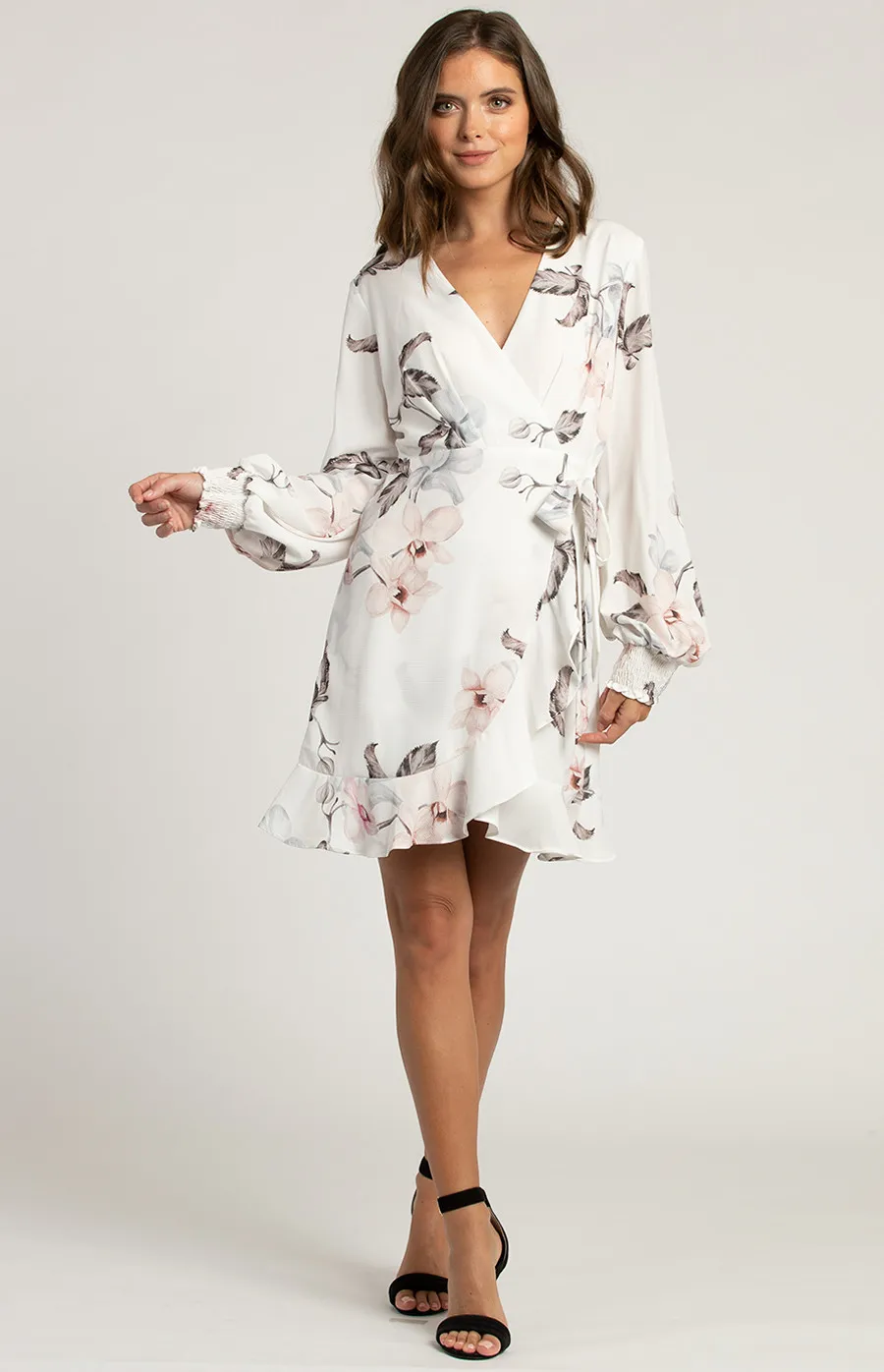 Long Sleeve Floral Dress with Ruffle Detail (SDR530A)