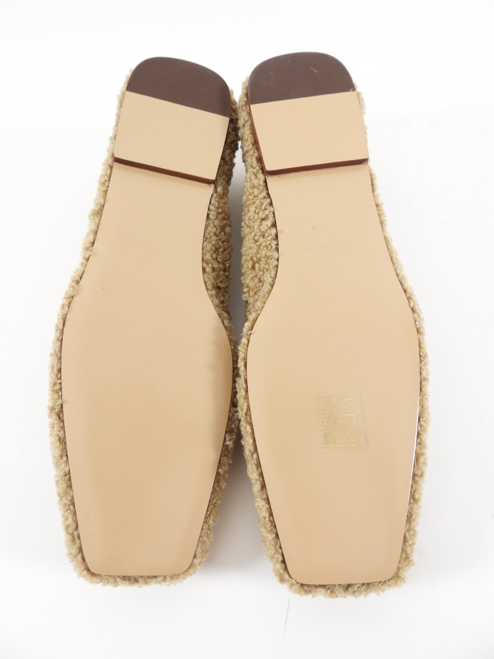 Maria Luca Beige Shearling Teddy Augusta Chain Ballet Flat Shoes - 37  / USA 7