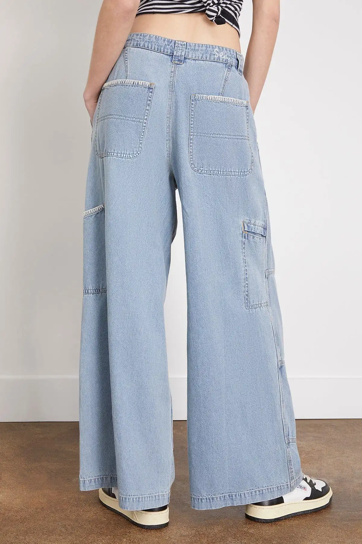 Marion Mended Denim Pant in Blue