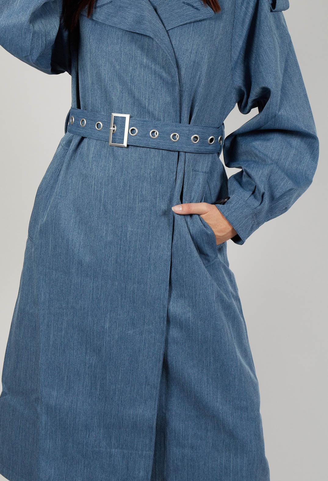 Maxi Trench Coat in Blue