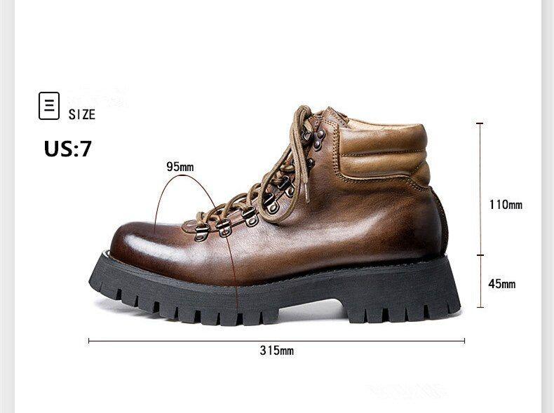 Men's Casual Shoes QS356 - Leather Short Work Boots with Thick Sole