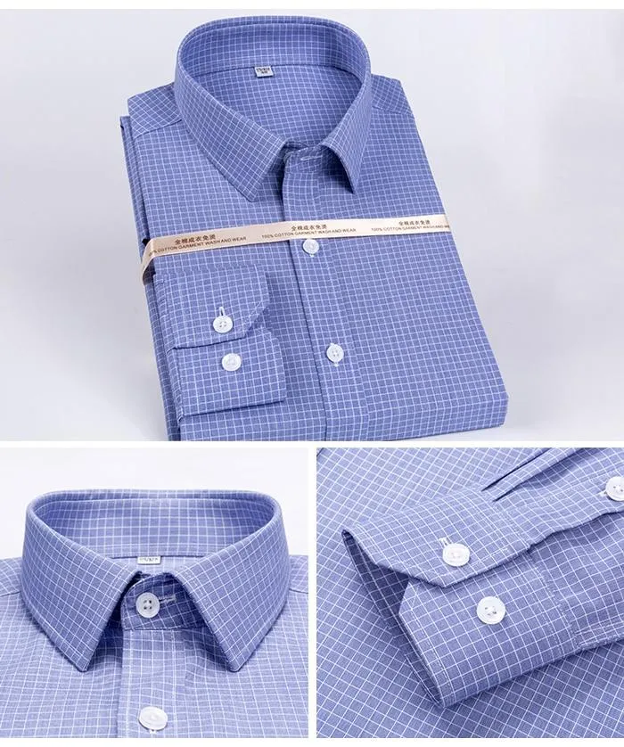 Men's Non-Iron Striped Pocket Less Standard Fit Long Sleeve Dress Shirt