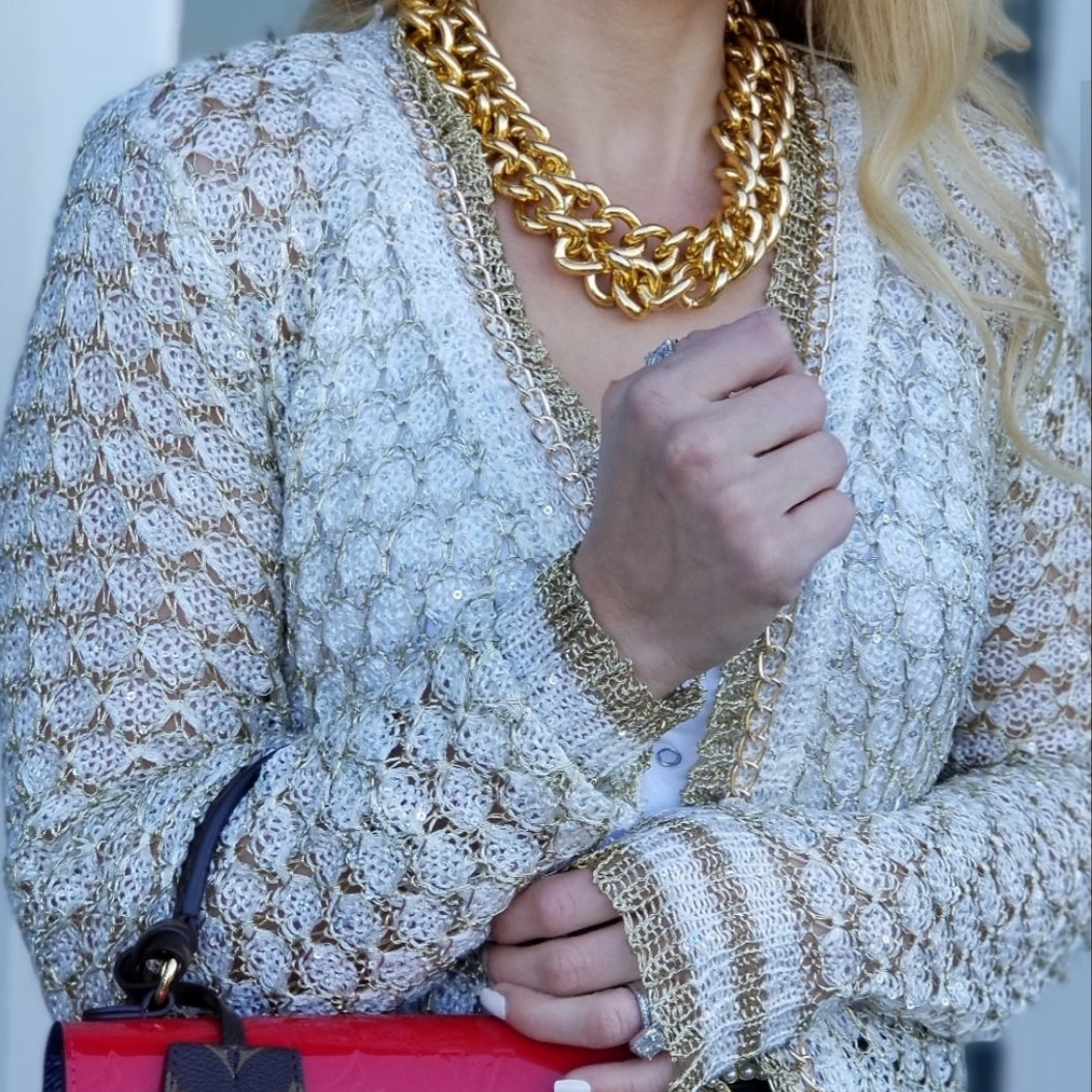 Metallic Cardigan Sweater