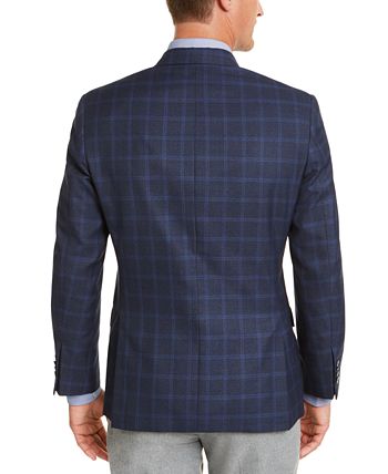 Michael Kors Men's Windowpane Plaid Jacket Blue Size 36