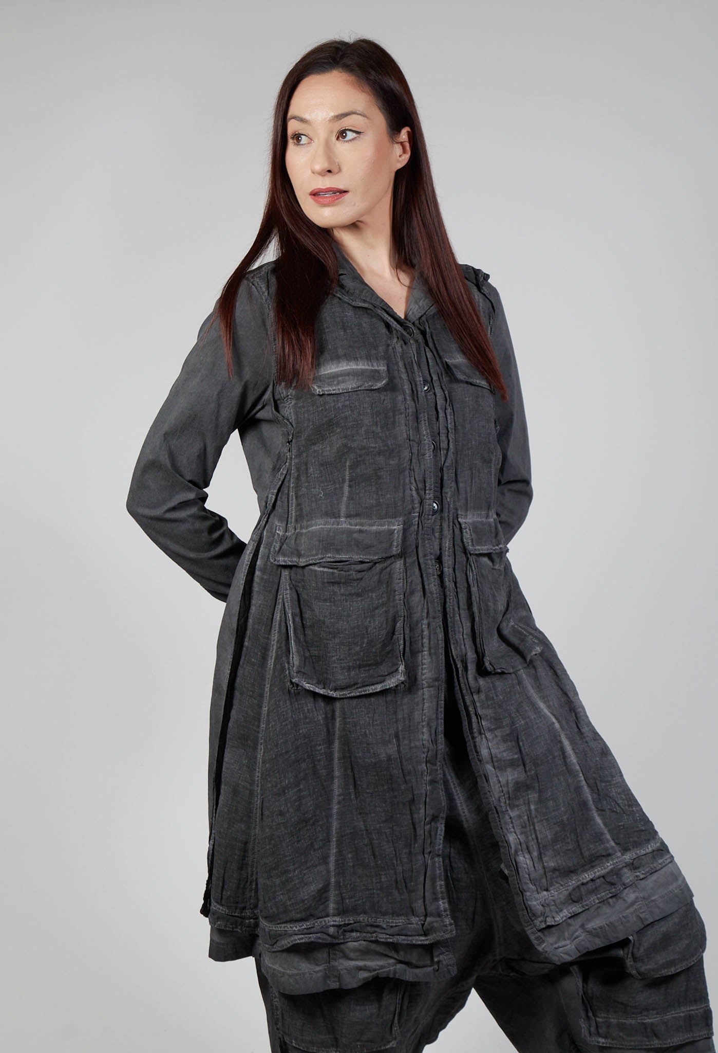 Multi-Pocket Coat in Coal Cloud