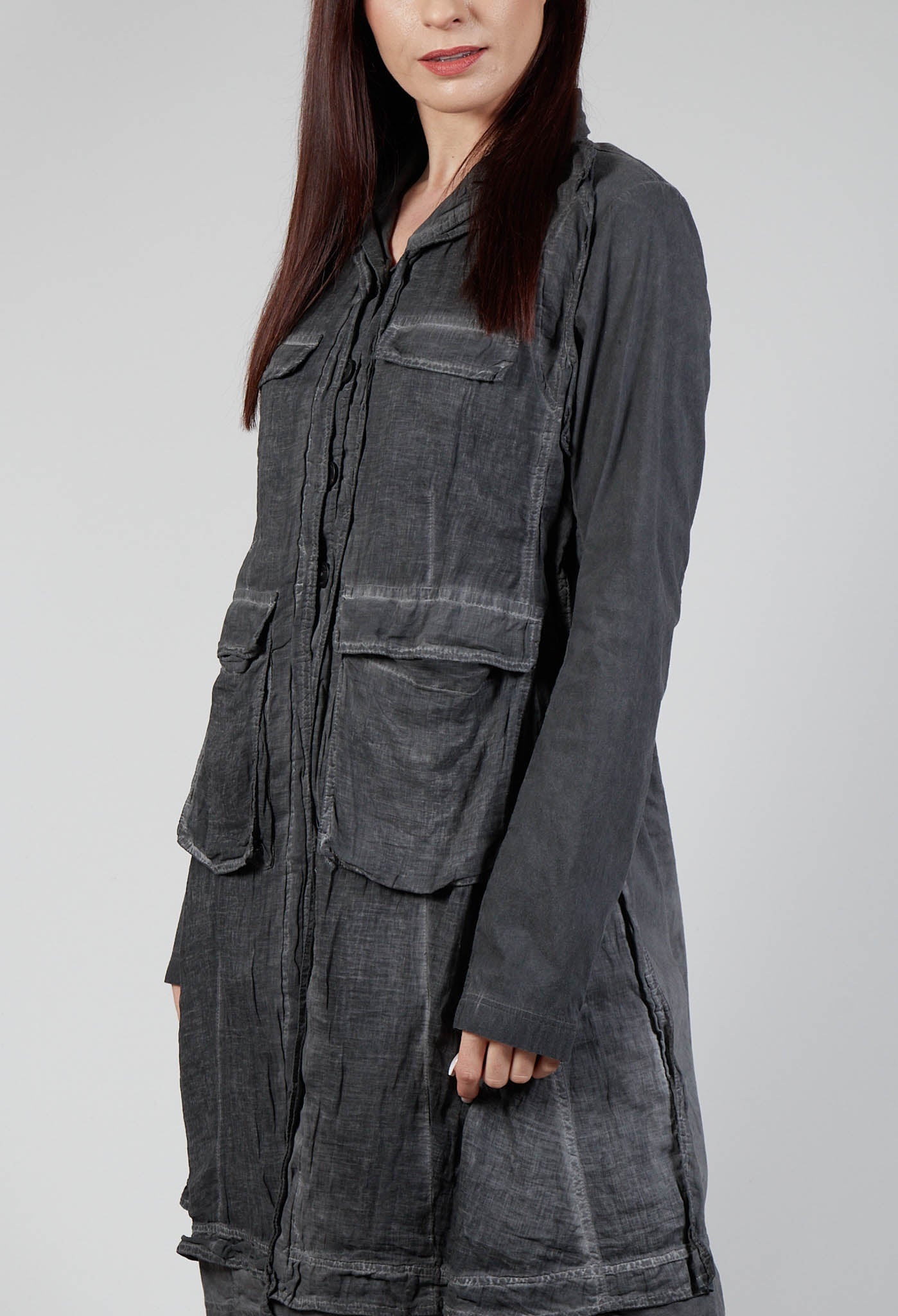 Multi-Pocket Coat in Coal Cloud