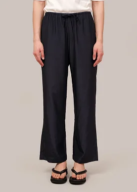 Navy Drawstring Wide Leg Pants