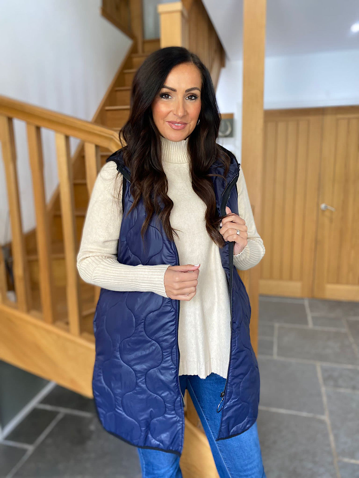 Navy Quilted Gilet Lucy