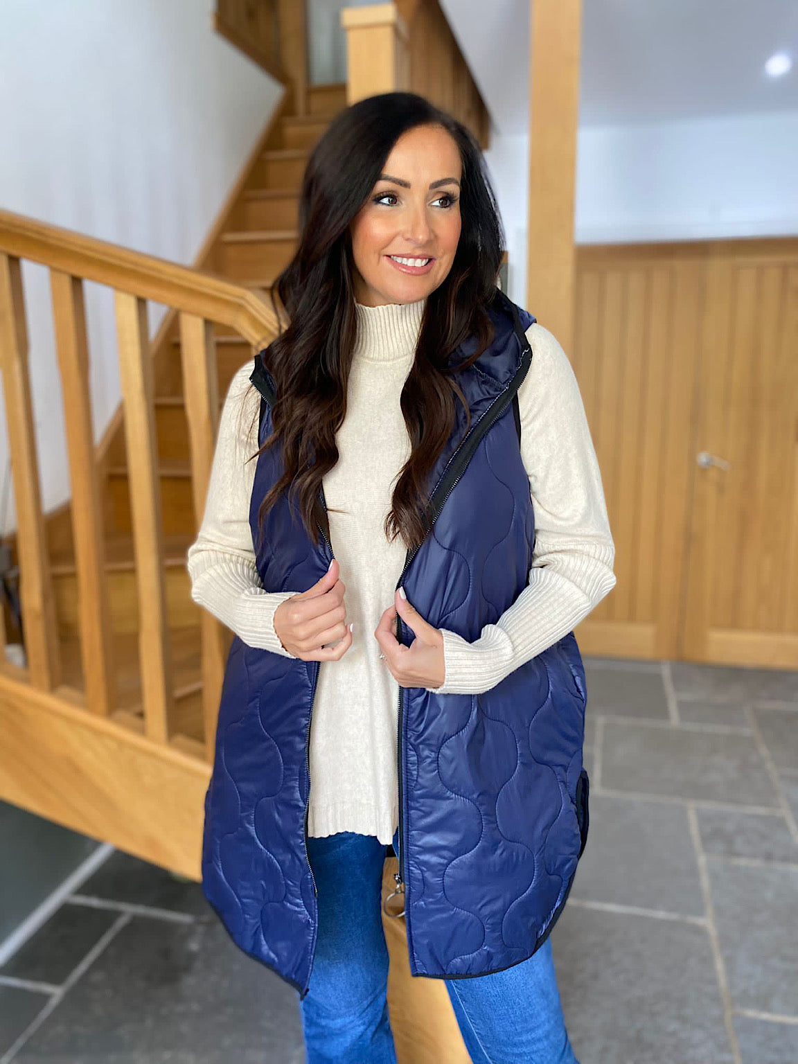 Navy Quilted Gilet Lucy