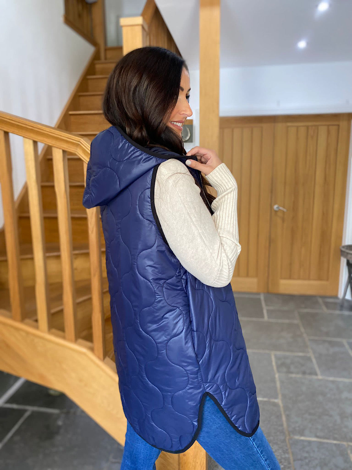 Navy Quilted Gilet Lucy