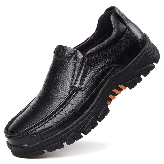 New Leather Male Footwear Black Brown Slip-on A2088