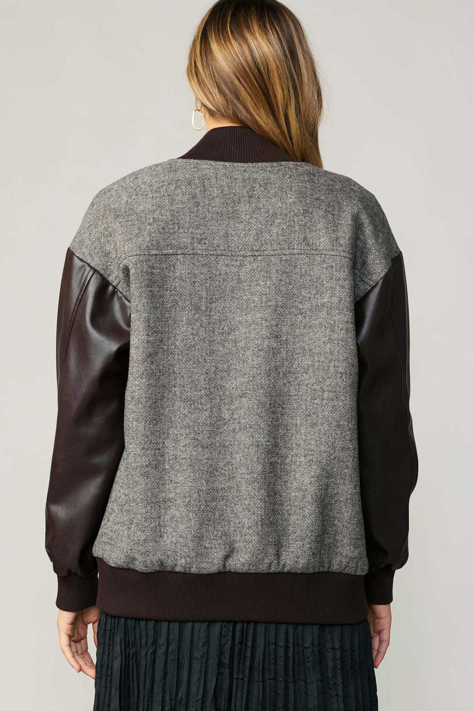 Oversized Wool Tweed Bomber- Chocolate