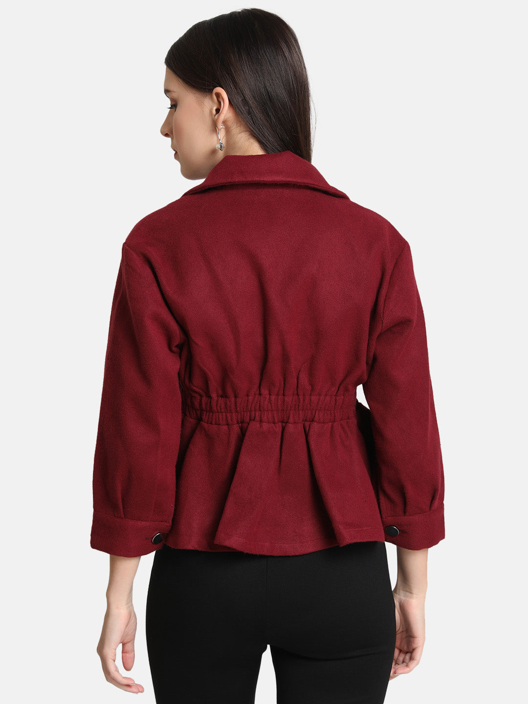 Peplum Jacket With Elastic Detail