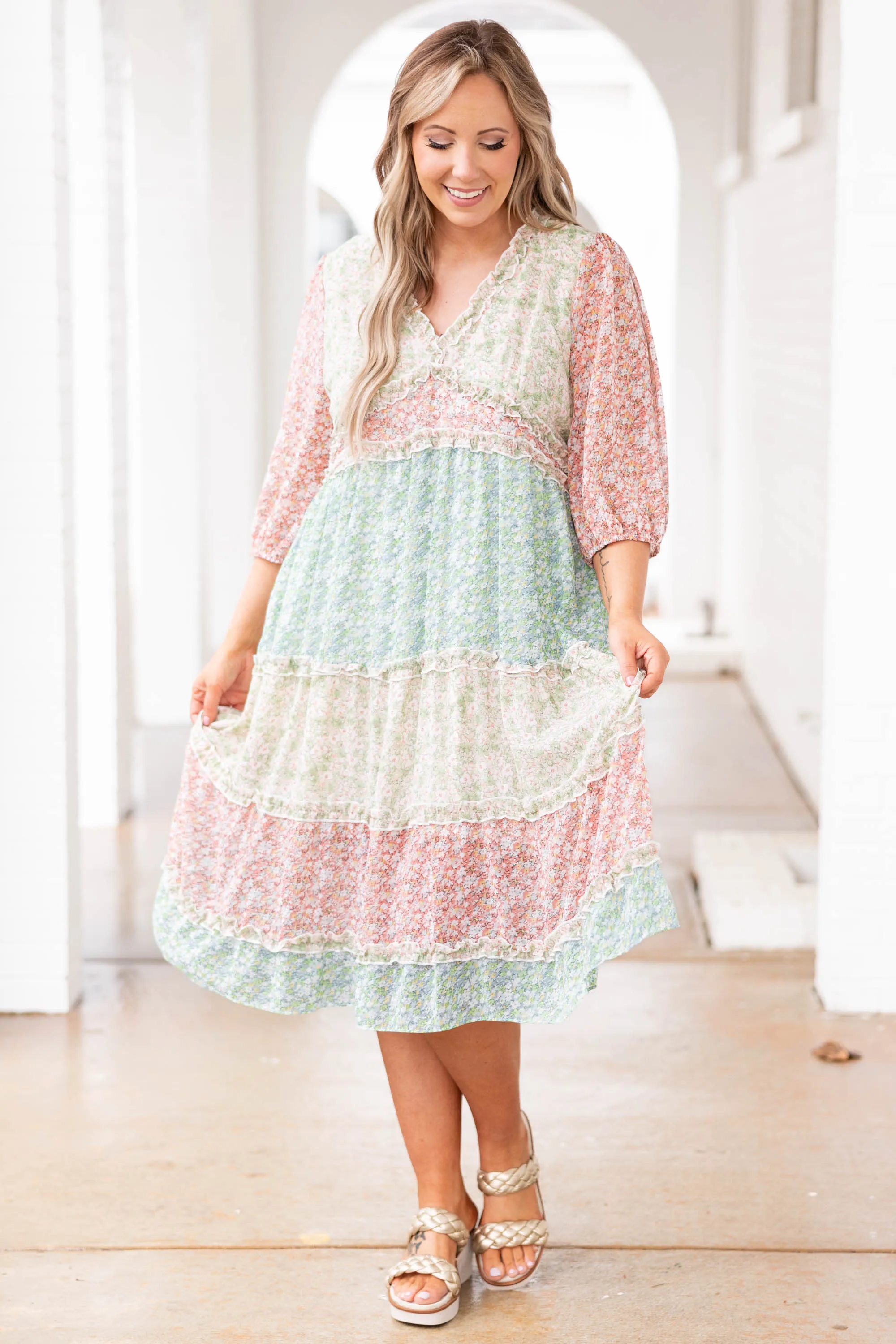 Perfect Gardens Dress, Pink Multi