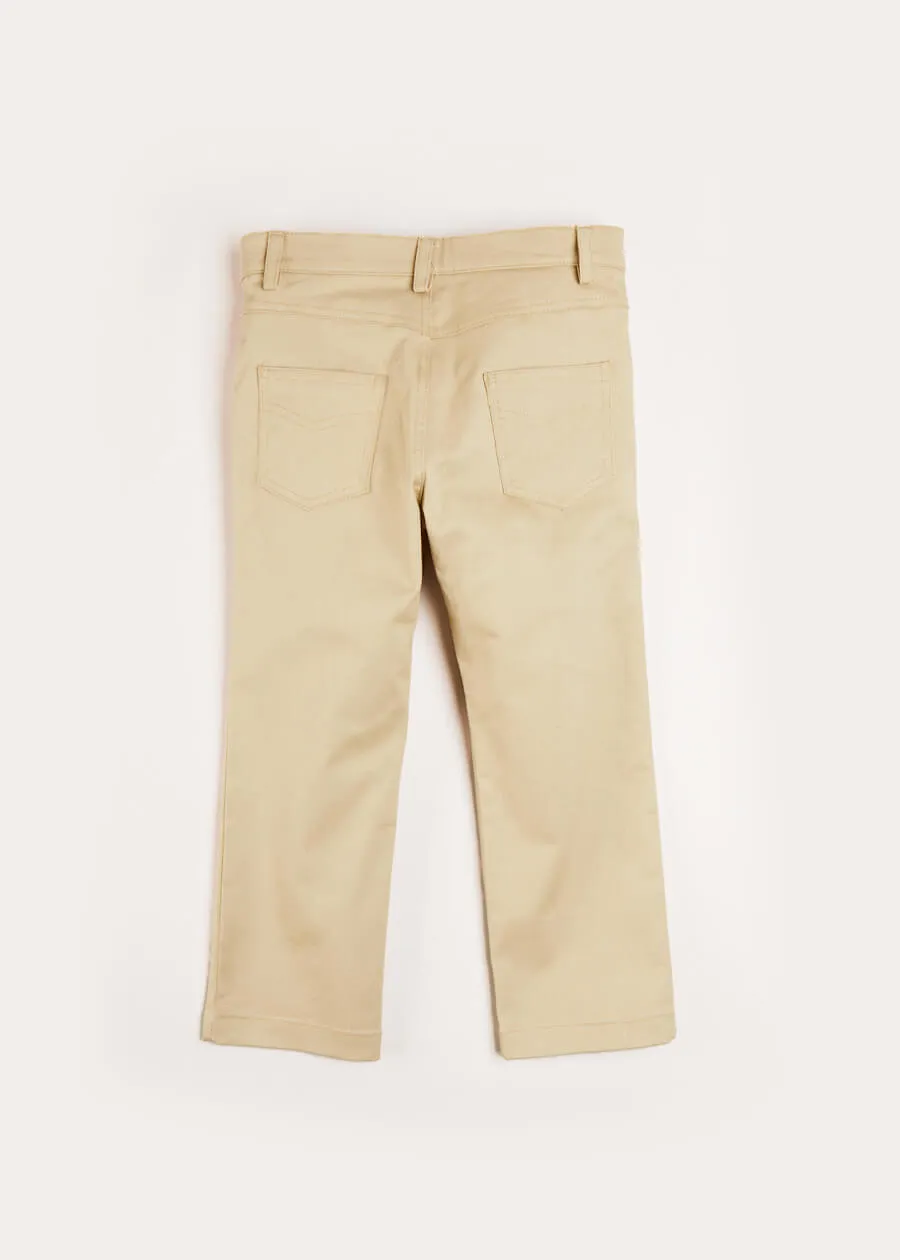 Plain Five Pocket Chino Trousers in Camel (4-10yrs)