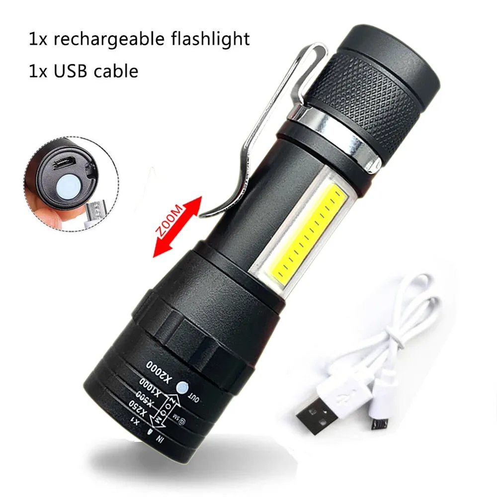 Portable Rechargeable Zoom LED Flashlight