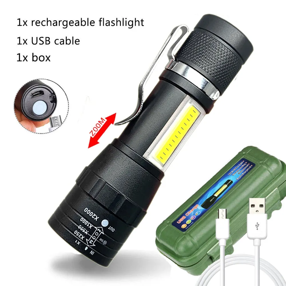 Portable Rechargeable Zoom LED Flashlight