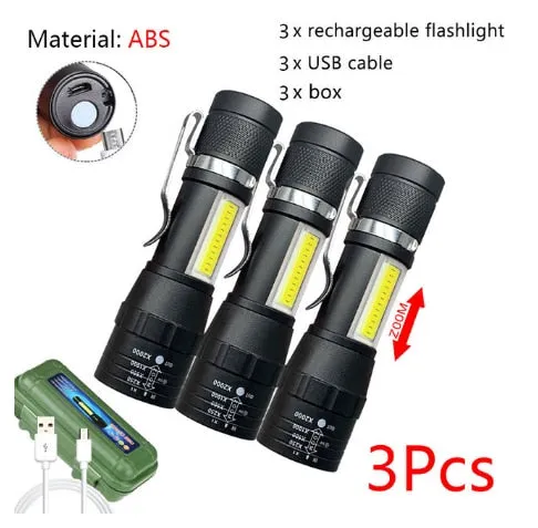 Portable Rechargeable Zoom LED Flashlight