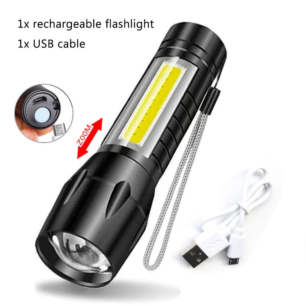 Portable Rechargeable Zoom LED Flashlight