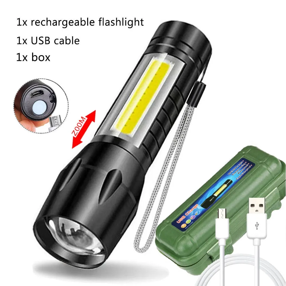 Portable Rechargeable Zoom LED Flashlight