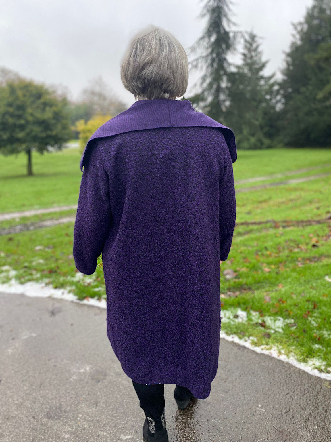 Purple Waterfall Boucle Coat Esther