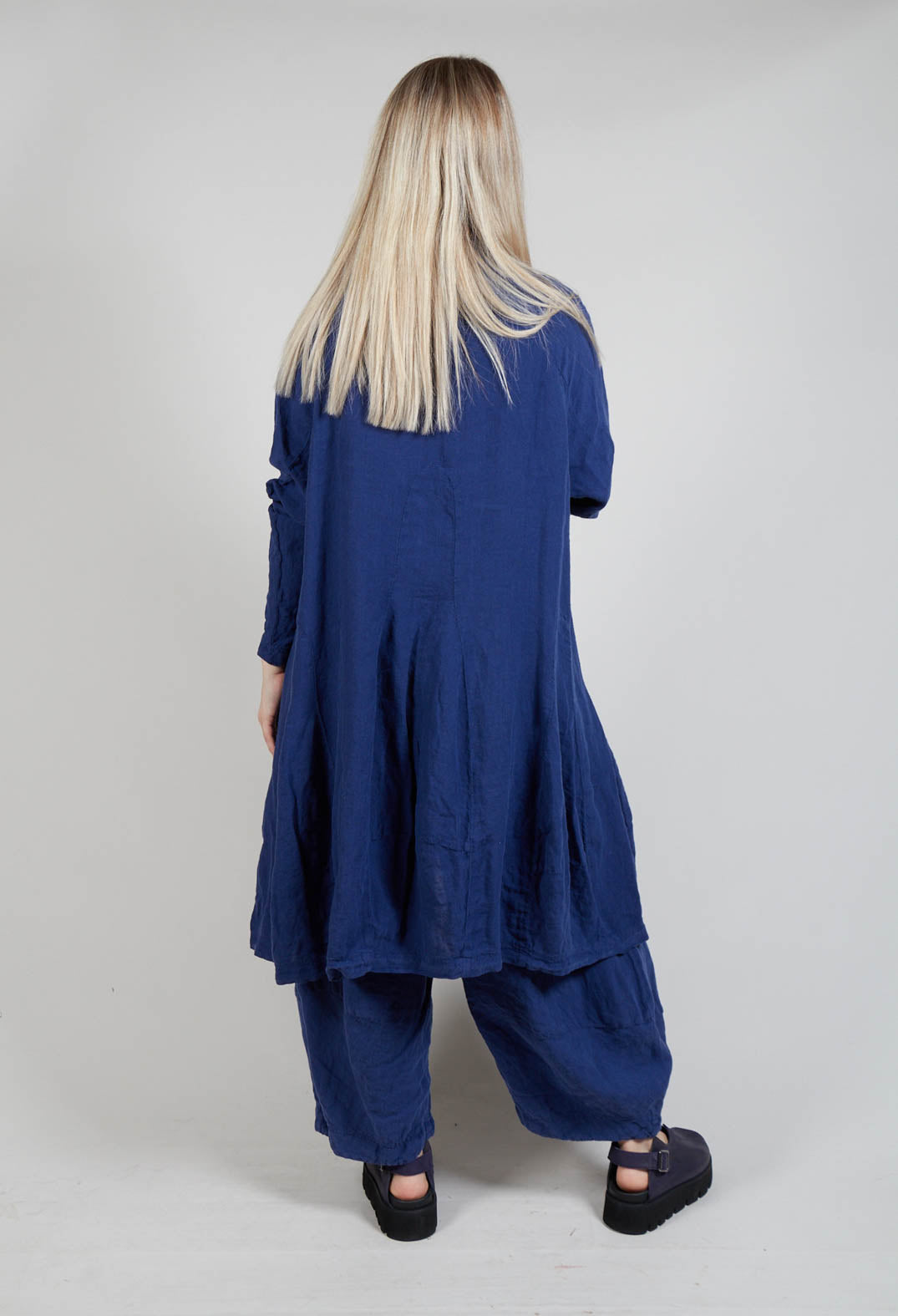 Relaxed Fit Linen Coat in Azur