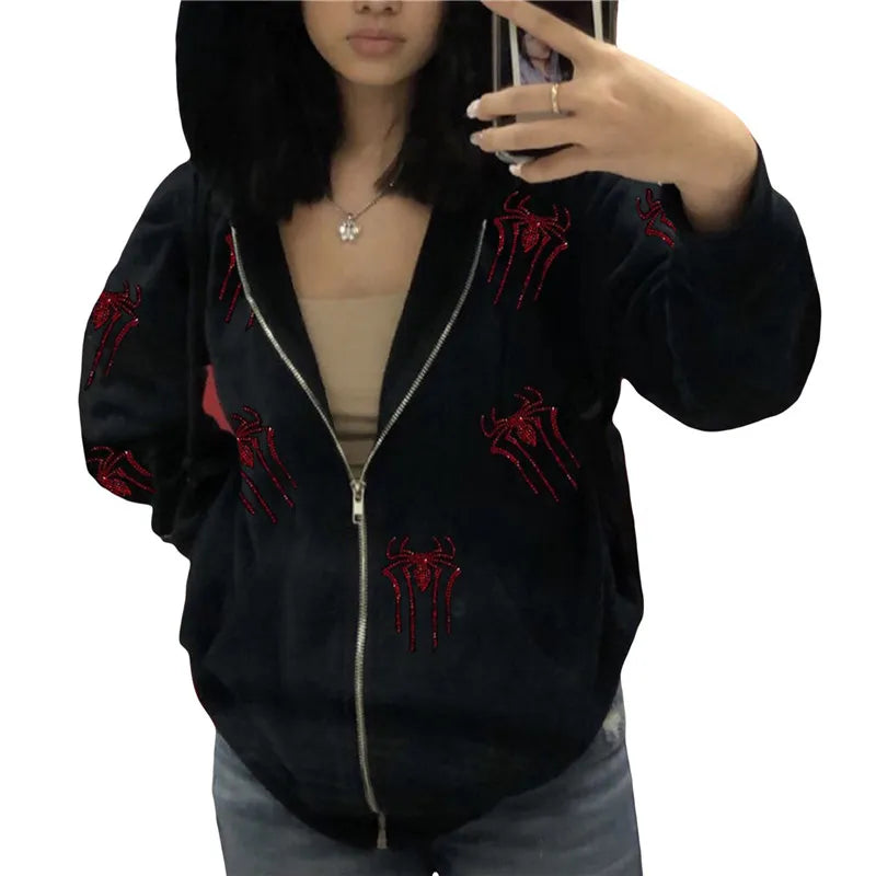 Rhinestone Spider Hoodie