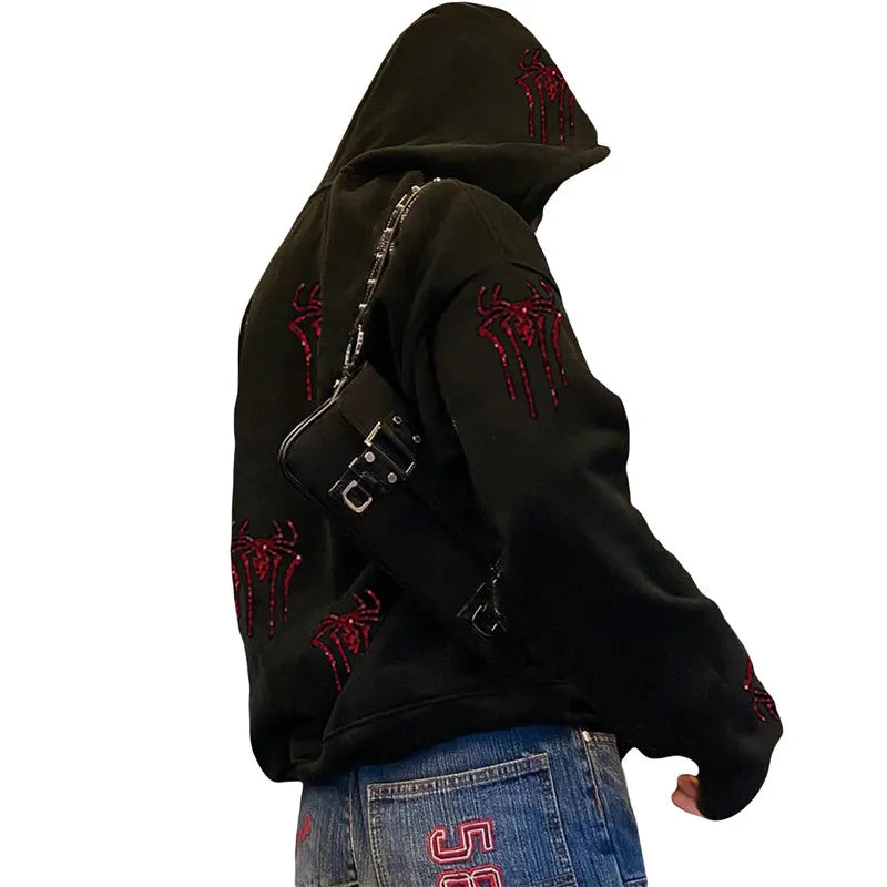 Rhinestone Spider Hoodie