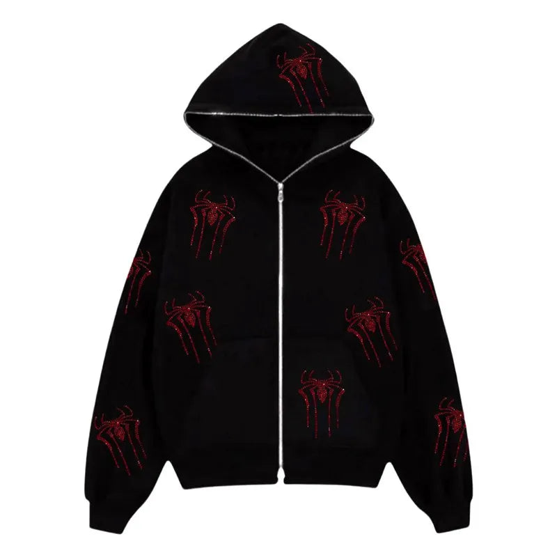 Rhinestone Spider Hoodie