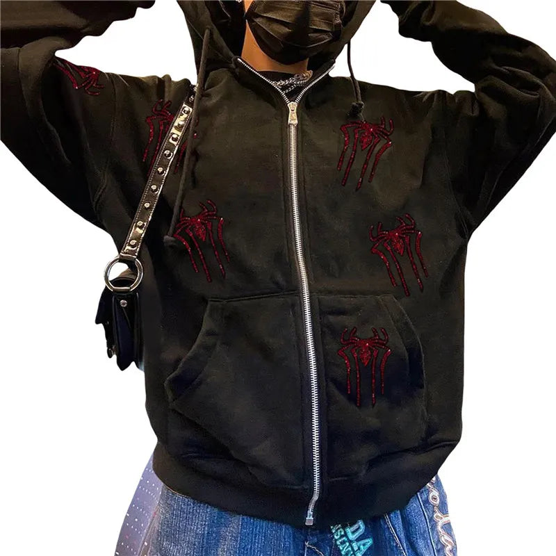 Rhinestone Spider Hoodie