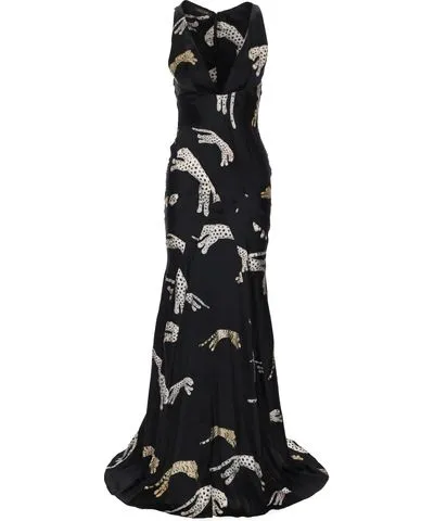 Roberto Cavalli Animal Print Silk Maxi Dress