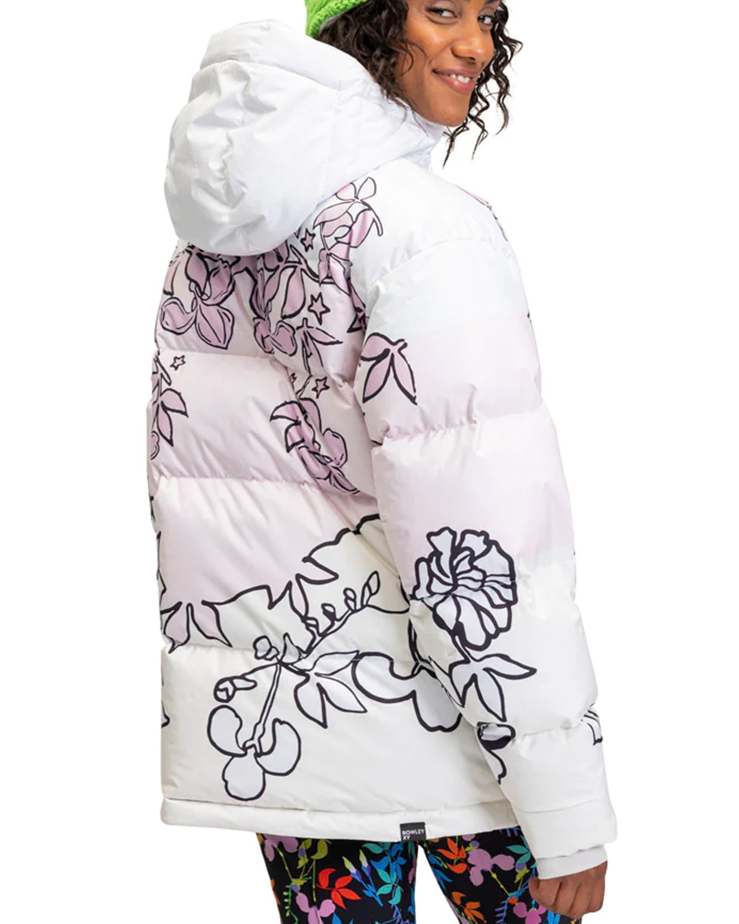 Roxy X Rowley Women's Technical Puffer Snow Jacket - Bright White / Laurel Floral