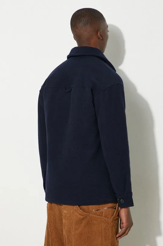 Samsoe Samsoe wool jacket navy blue color