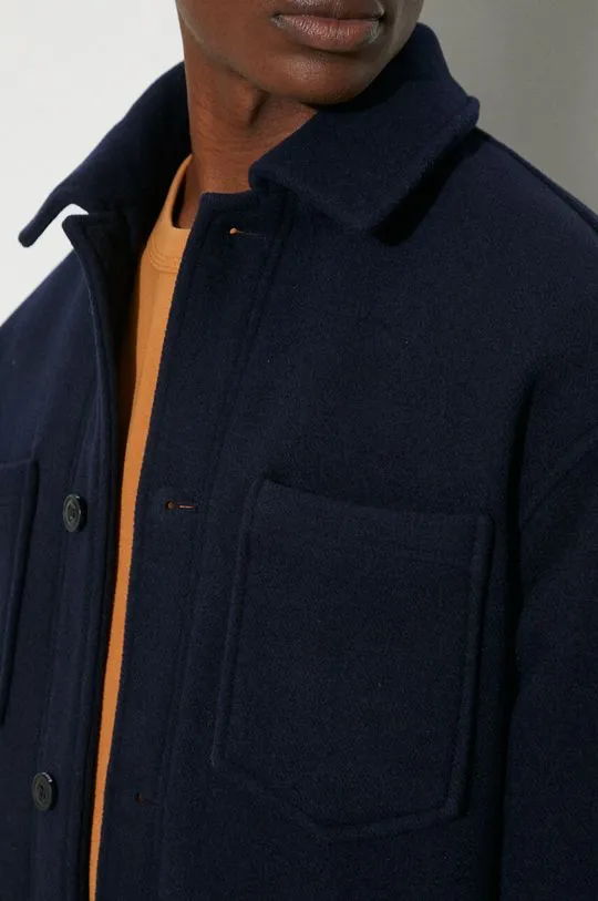 Samsoe Samsoe wool jacket navy blue color