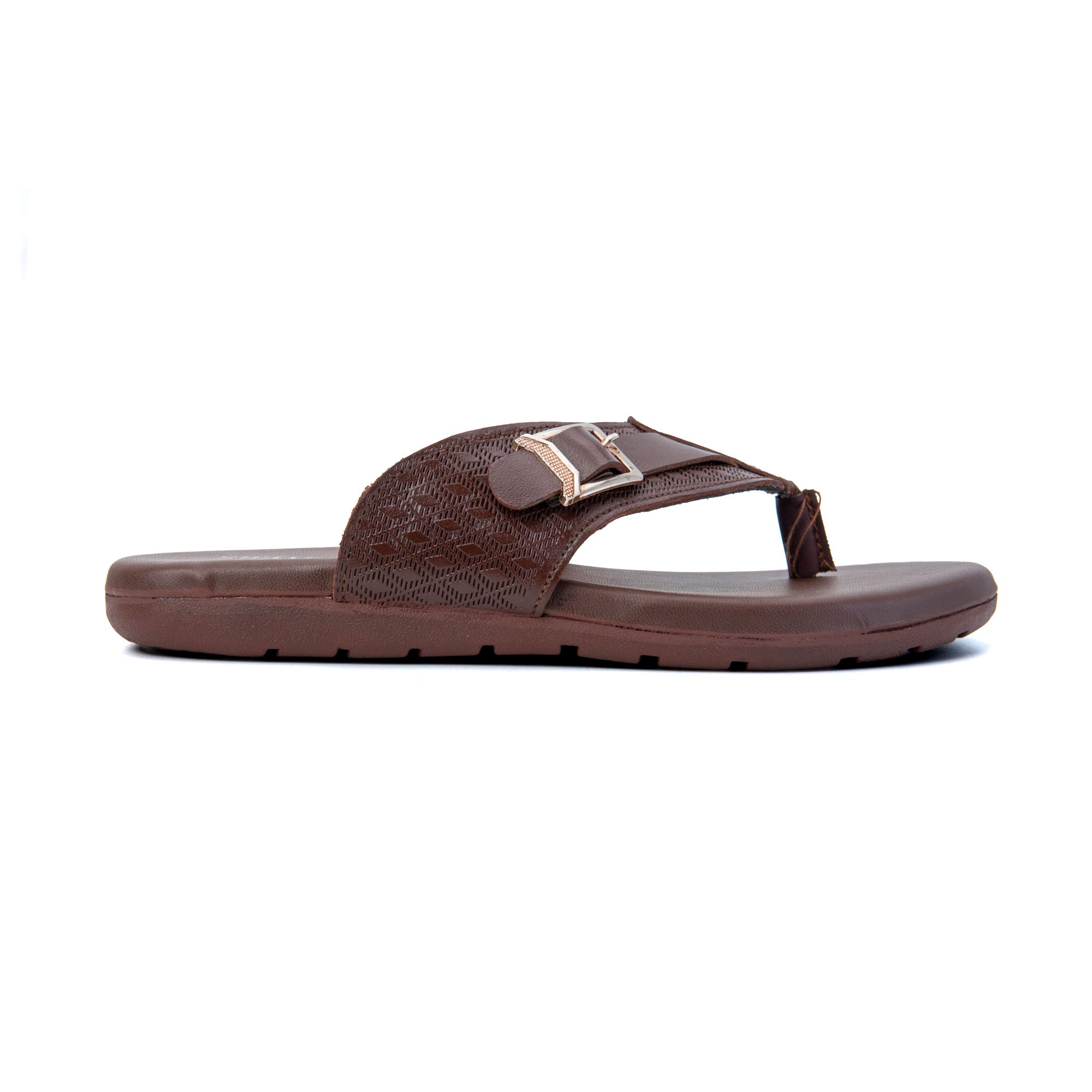 Side Buckled Padded Leather Slippers