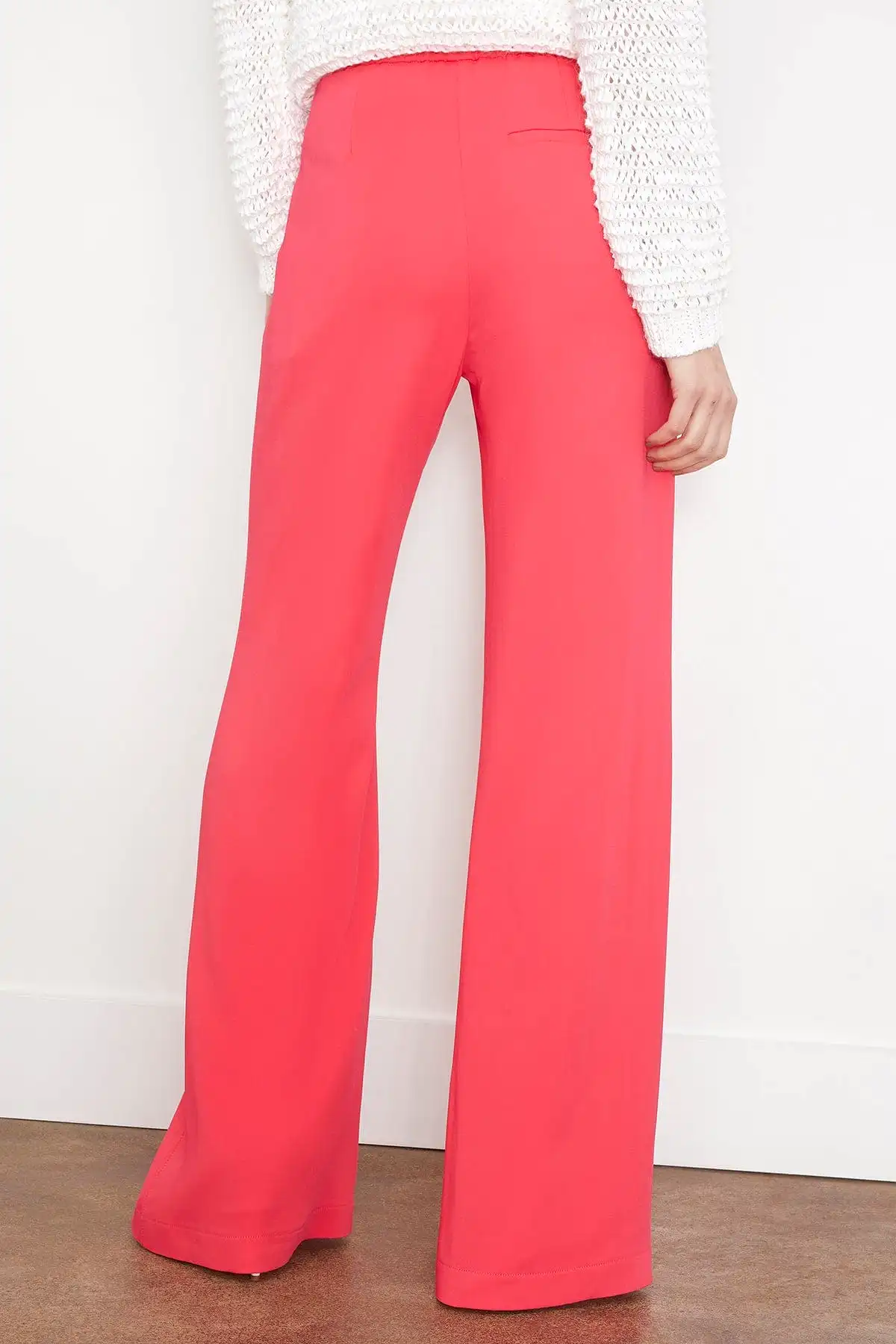 Stretch Crepe Cady Flared Pants in Watermelon