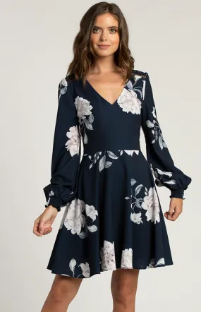 V-neckline Floral Dress with Trim Detail (SDR553A) 