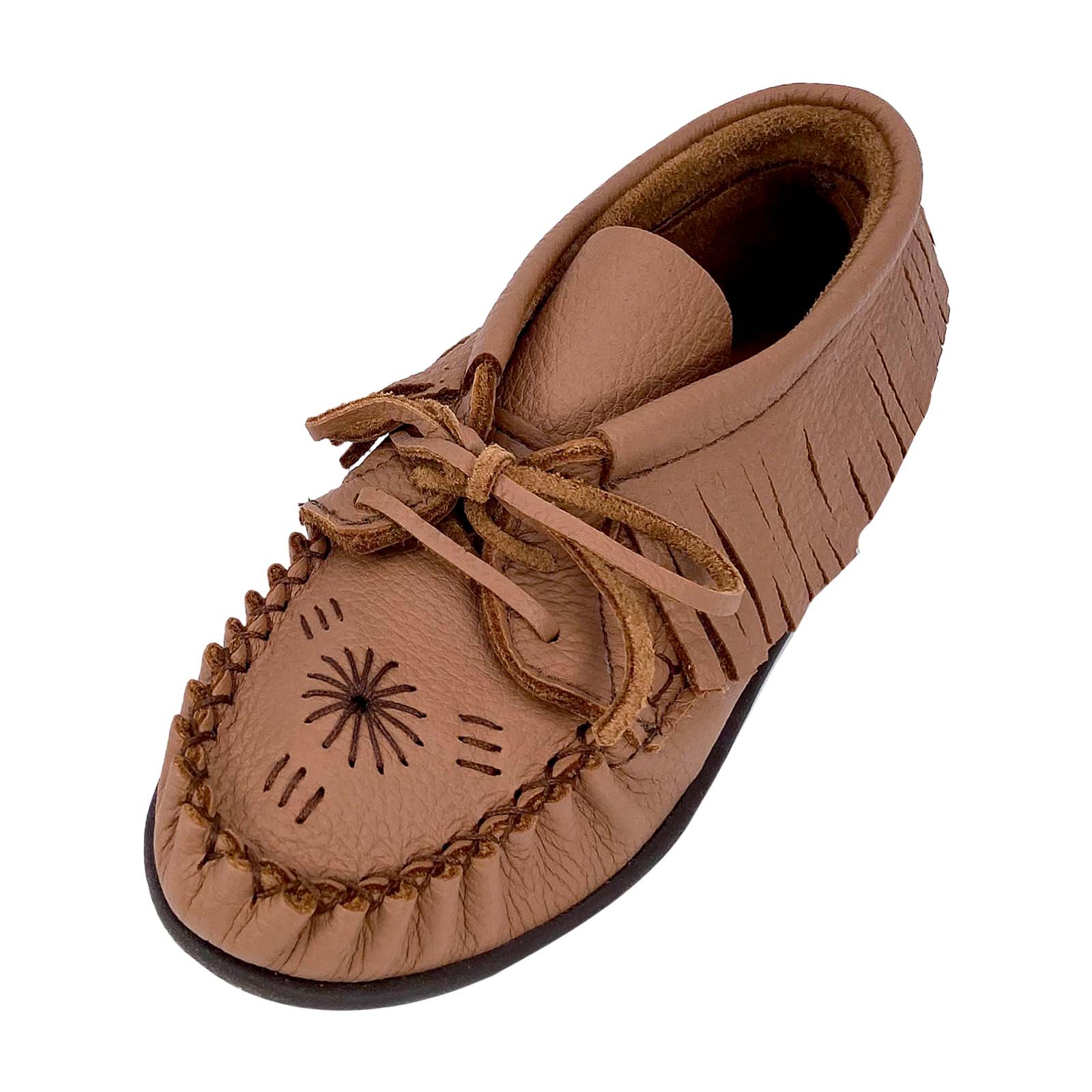 Women's Rubber Sole Fringe Ankle Moccasin Shoes