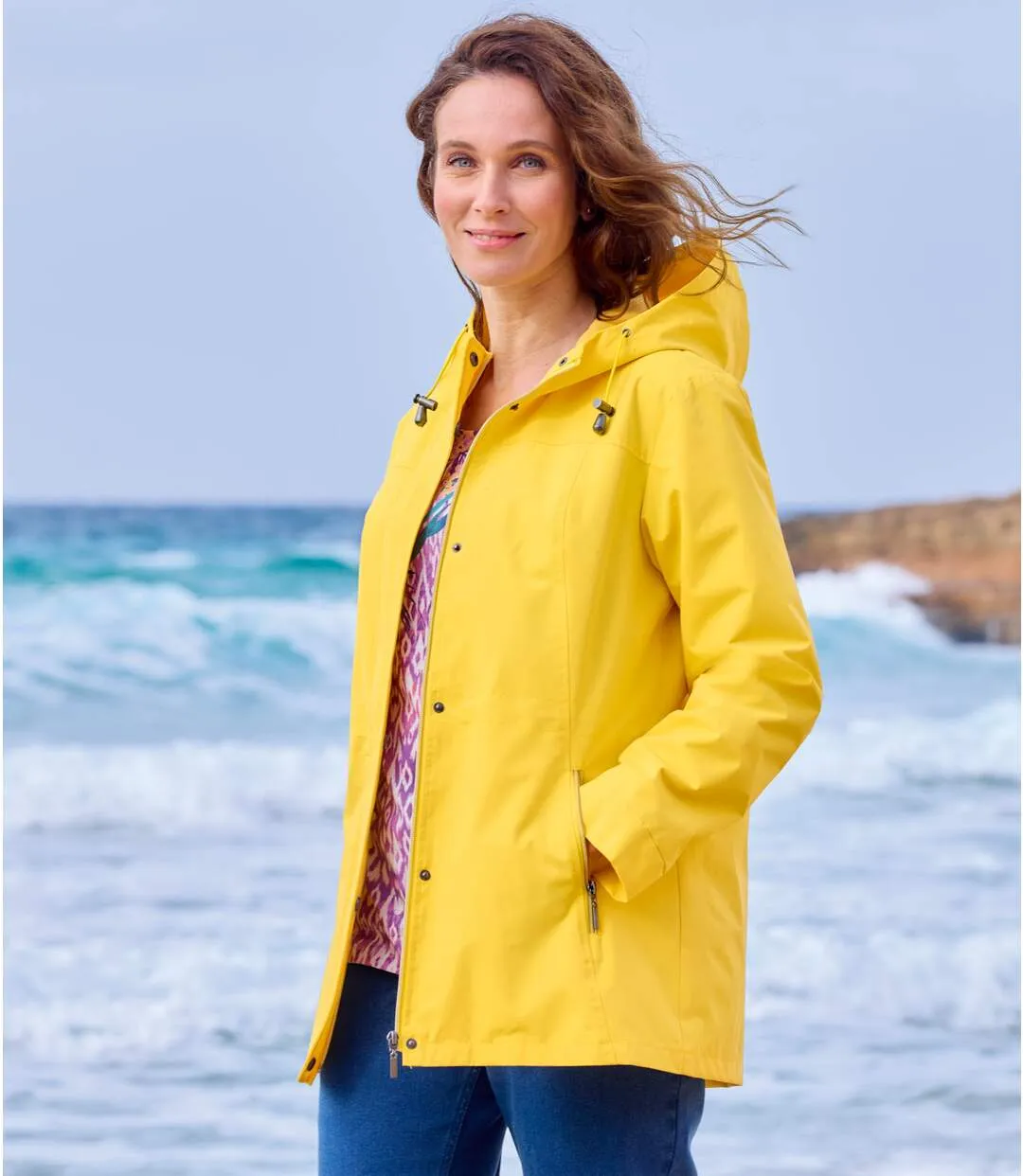 Women's Yellow Hooded Windbreaker  