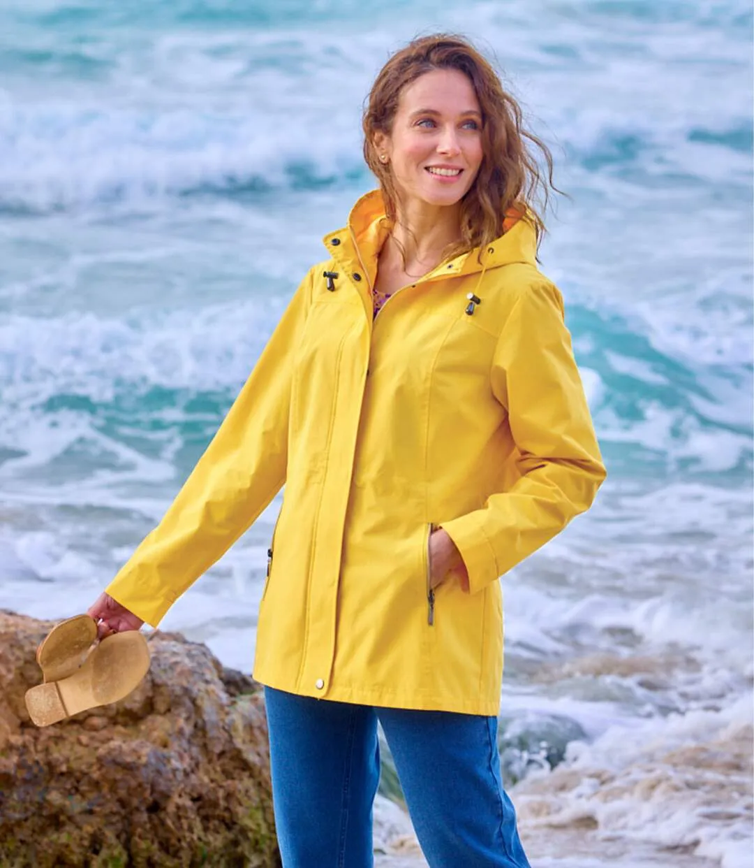 Women's Yellow Hooded Windbreaker  